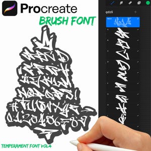 Temperament Font VOL.4 - Graffiti Brush Set for Procreate (43 Brushes) Font Stamps