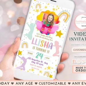 Trampoline Birthday Video Invitation: Bounce House Party (Add Photo)