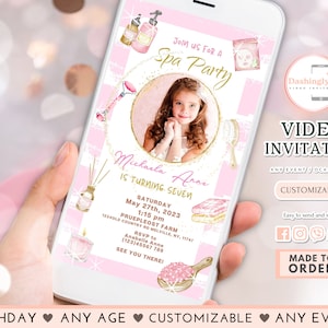 Spa Birthday Video Invitation Slumber Spa Birthday Party Invite Pamper Day Any Age (FREE Add Photo)