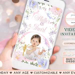 Fairy Video Invitation Birthday Invite Whimsical Pixie Fairies Princess Party Any Age (FREE Add Photo)
