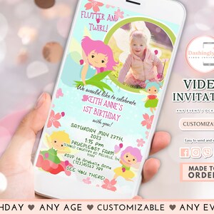Fairy Birthday Video Invitation: Enchanted Forest Floral Party (Add Photo)