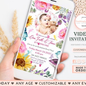 Fairy Birthday Video Invitation: Enchanted Floral Garden Party (Add Photo)