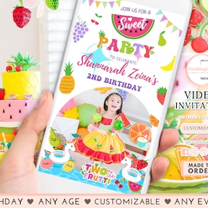 Tutti Frutti Birthday Video Invitation: Tropical Summer Party (Add Photos)