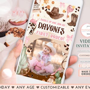 Cowgirl Birthday Party Video Invitation Wild West Cowgirl 1st Rodeo Birthday Party Southwestern Ranch Birthday Party Invite (FREE Add Photo)