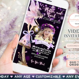 Fairy Princess Birthday Video Invitation: Floral Pixie Party (FREE Add Photo)