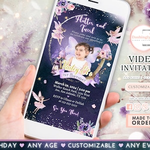 Fairy Birthday Video Invitation: Enchanted Floral Pixie Party (FREE Add Photo)