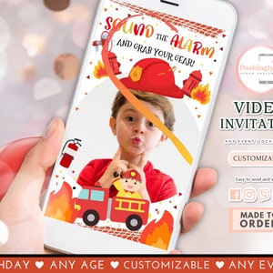 Firetruck Birthday Video Invitation: Sound the Alarm (Add Photo)