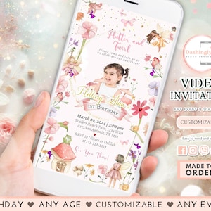 Fairy Birthday Video Invitation: Floral Princess Party (FREE Add Photo)