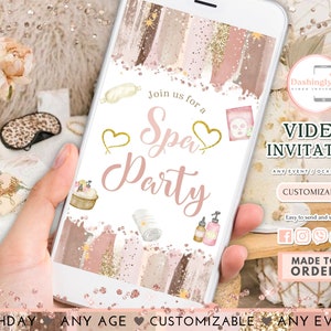 Spa Party Video Invitation Pamper Party Invite Tween Manicure & Pedicures BirthdayGlitz and Glam Girls Any Age (FREE Add Photo)