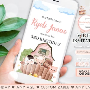 Farm Animals Birthday Video Invitation: Barnyard Party (Add Photo)