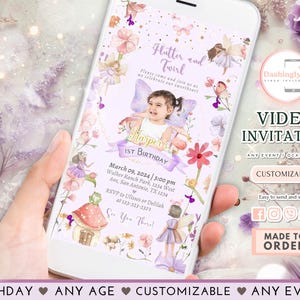 Fairy Birthday Video Invitation: Enchanted Floral Pixie Party (FREE Add Photo)
