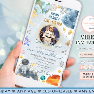 First Trip Around The Sun Video Invitation: Galaxy Astronaut Birthday (FREE Add Photo)