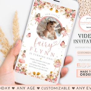 Fairy Video Invitation Birthday Invite Whimsical Pixie Fairies Princess Party Any Age (FREE Add Photo)