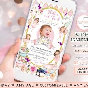 Fairy Princess Birthday Video Invitation: Floral Enchanted Party (Add Photo)
