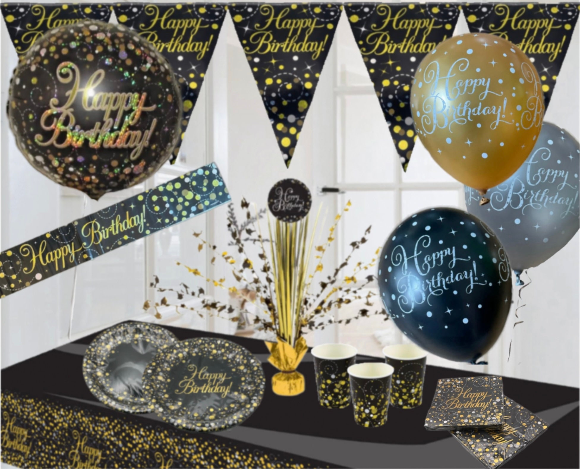 Black and sale gold party theme