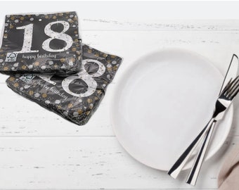 YAAVAAW Rose Gold Happy 18th Birthday Napkins, 20P Girls Party Paper...