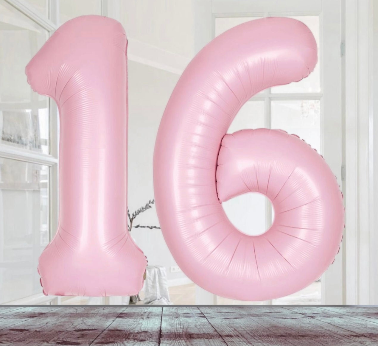 Jumbo Sized 34inch Age 16 Matte Pink Birthday Party Balloons. 16th
