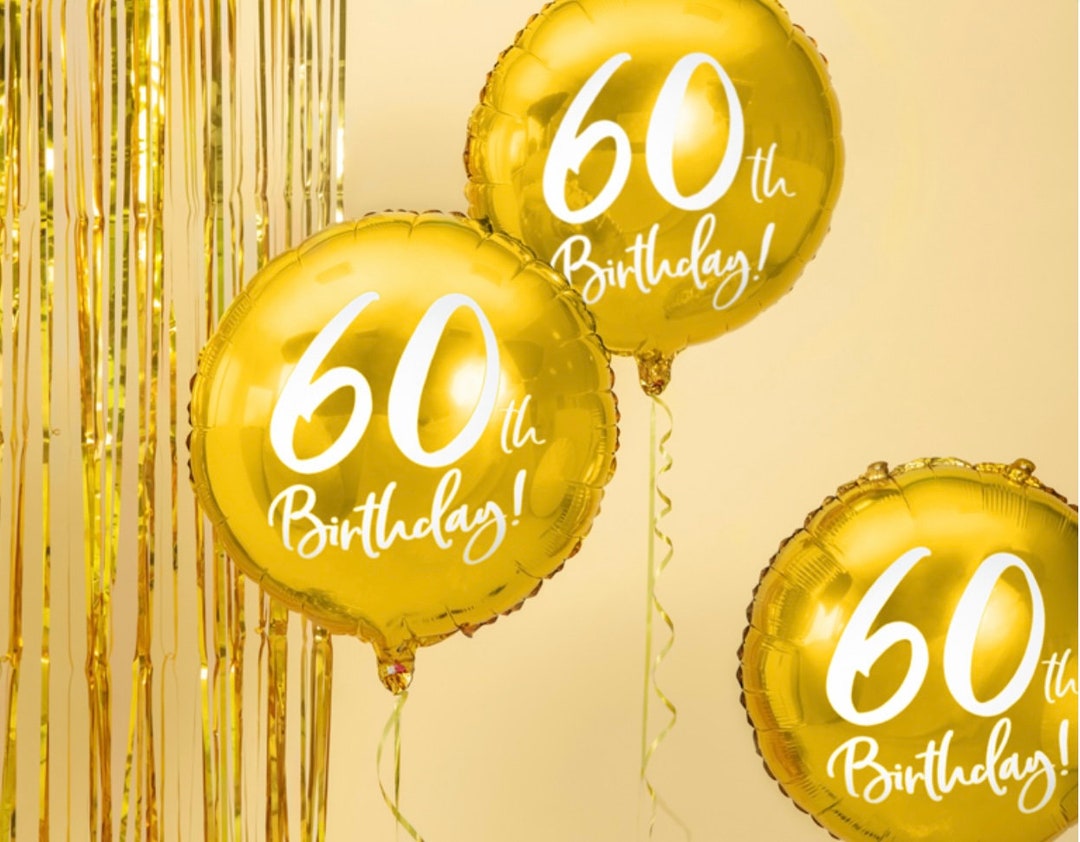 Gold Themed 60th Birthday 18” Foil Balloon Party Decoration. 60th Gold ...