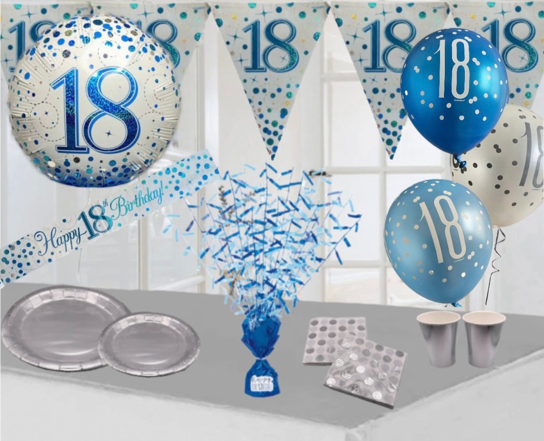 18th Birthday Party Blue And Silver Themed Decorations And Table 18th Birthday Party Blue And Silver Themed Decorations And Table