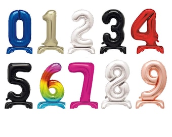 Make your own age free standing 30” number balloons. Any age Birthday party balloons. Birthday centrepiece large air filled balloons