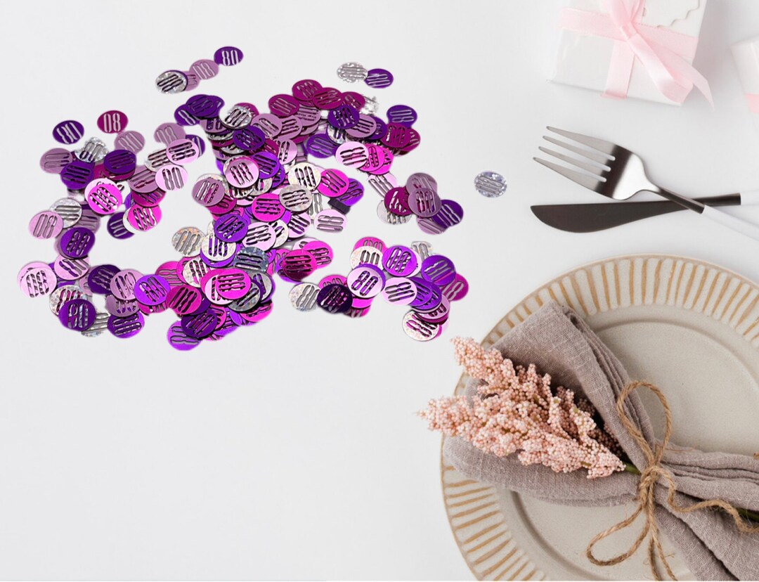 Age 80 Birthday Glitz Pink and Silver Themed Party Table Confetti Decorations. 80th Birthday
