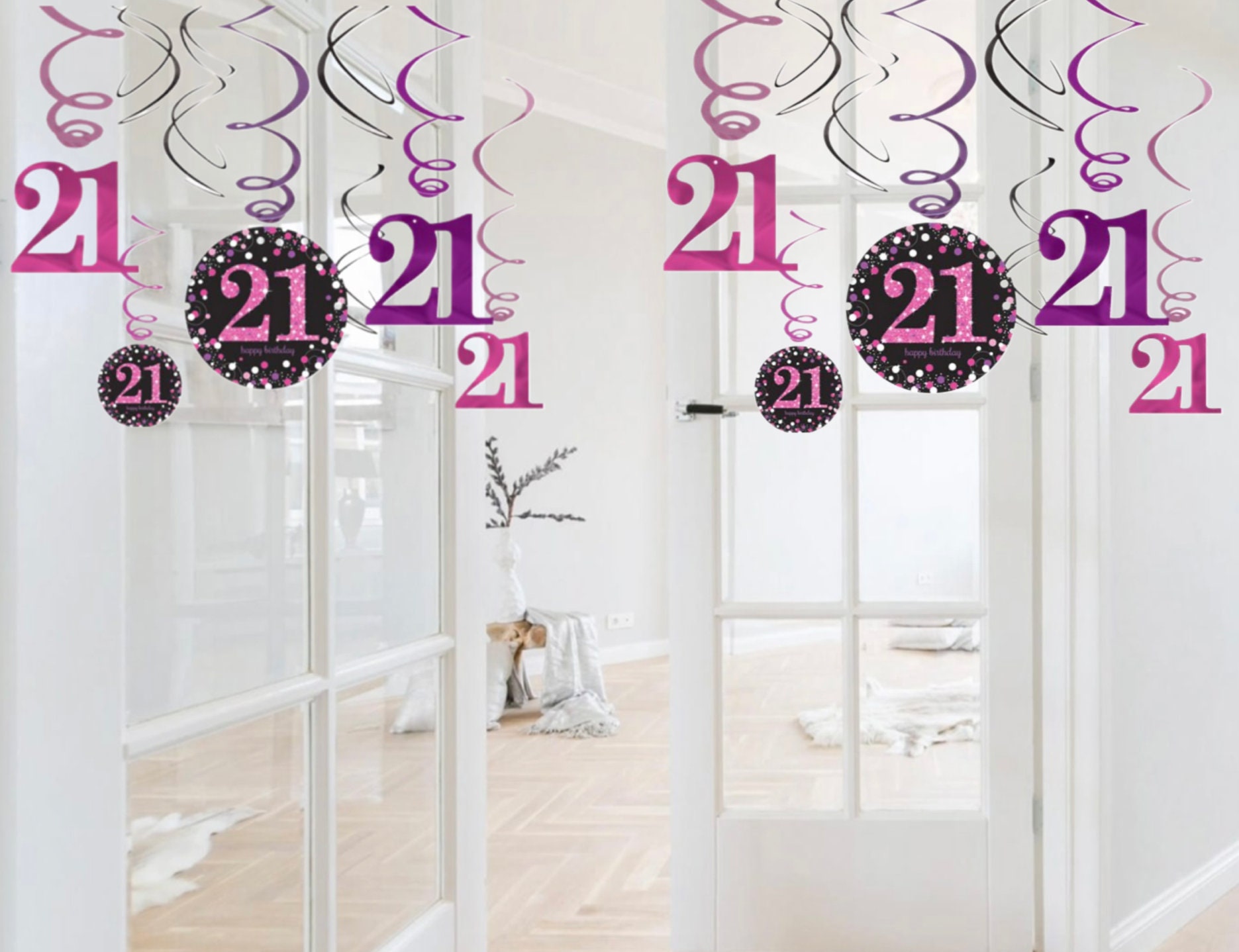 Décos Spirale Anniversaire 18 Ans - Noir Et Or - 18 Pièces - Pour Plafond Ou Mur