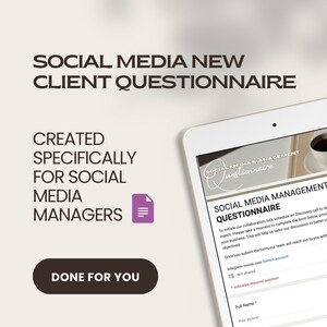 New Client Social Media Management Questionnaire Google Forms New Client Intake Form Social Media Manager Tools & Resources