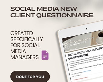 New Client Social Media Management Questionnaire Google Forms New Client Intake Form Social Media Manager Tools & Resources