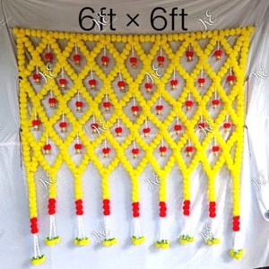 High quality marigold flower backdrop/ganpati decoration/backdrops flower toran marigold flowers wedding/haldi/sangeet/party decoration