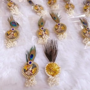 Krishna broaches for men and women for wedding gifts,haldi mehndi favors,housewarming gifts,bridesmaid gifts,sangeet favors, girtan gifts