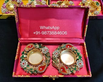 Diwali gift box of tealight / candle holder for diwali celebration /diwali decor/ festival gifts/  handmade diya/ diwali diya/diya gift box