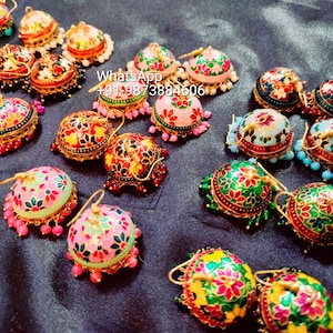 Geassorteerd 200 stuks Meenakari-oorbellen | Indiase handgemaakte sieraden | Trouwbedankje | Cadeaus voor bruidsmeisjes | Mehendi Sangeet-ceremoniecadeaus