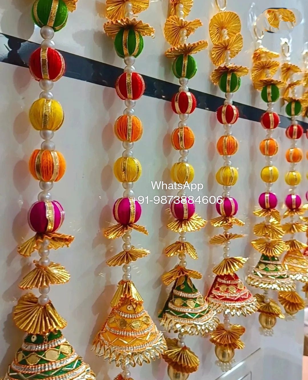 Handmade Gota & Bead Work Hanging (Set of 2) 11