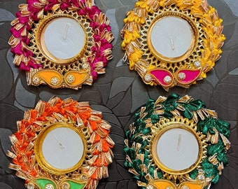 Handgefertigter Teelichthalter, Diwali Diya für Wohnkultur, Diwali Dekoration Geschenk, Hochzeitsdekor für Büro und Wohndekor