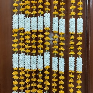 Hanging 5 ft Yellow Mogra garland for haldi decoration, Diwali decoration/Indian decorations garland For Event Outdoor Backdrop for Party