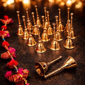 Brainless Bell Ringing A Lot of Brass Ringing Bells for Guests at a Special Event, Pheras, or ...