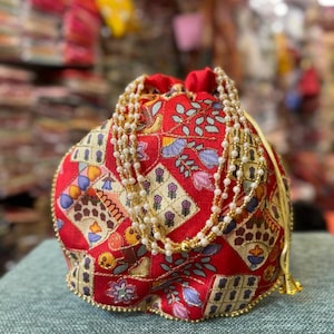Handicrafts and Jewellery Designer Women Potli Bags, Evening Handbags for women Best for gifting, Diwali Gift, Wedding Favors, Indian Potli