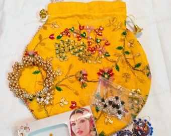 50 X Mehendi Favours Bridesmaid Gifts Wedding Return Gifts Sangeet Gifts Potli Bag Bangle Anklet Jewellery Giveaway Gift mehndi haldi favors