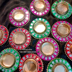 Wholesale lot ofhandwork mirror diwa/diya /tealightfor mehndi decor /haldi decoration or for diwali decor /diwali gifts n various ocassions