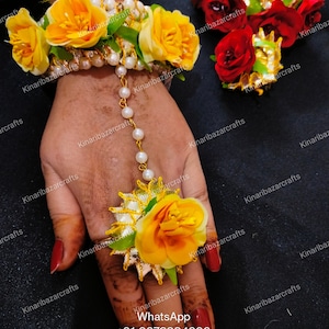 100 Pcs Sangeet Haldi Mehndi Ganey Ganaas  Wedding Bracelets Mehndi Mayoon Kalire Indian Wedding Favours Occasion made of imported flower