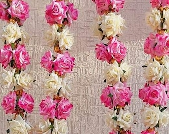 Pack OF 2 Handmade Shubh Vivah Artificial Flowers mala,Gift For Groom Bridal, Flower colllins For Wedding Anniversary marriage, Return Gift