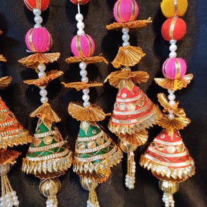 200 PCs Gota handwork Hangings for Decoration Floral Wall Hangings fr Temple,Diwali Decor Hanging,Diwali ,Weding,Al Festival Decor (32 inch)
