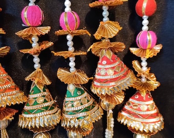200 PCs Gota handwork Hangings for Decoration Floral Wall Hangings fr Temple,Diwali Decor Hanging,Diwali ,Weding,Al Festival Decor (32 inch)