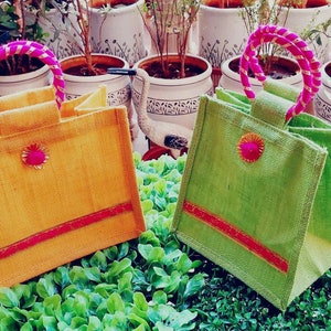 100 Pcs Jute Bags for Return Gifts Thamboolam Bags Wedding Gifts Lunch Bag Multicolor 10*9*5 inches Gifts, Baby Shower Gifts, Housewarming