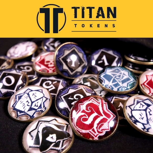 Arkham Horror LCG Chaos Tokens | Custom Grunge Design by Titan Tokens | Handmade Boardgame Upgrade