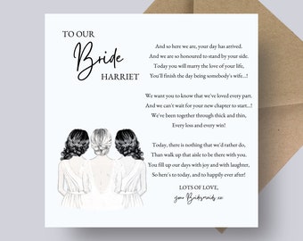 To Our Bride Card - From Your Bridesmaids - Personalised Special Wedding Day Card - Card For Bride On Her Wedding Day