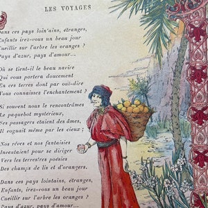 フランスのアンティーク リトグラフ – L’Orange à Travers le Monde – L. Chalon 作「Afrique」、19 世紀