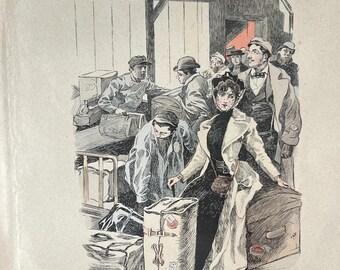 Antique French Print "Bonheur Incomplet" by Bac, Romantic Scene