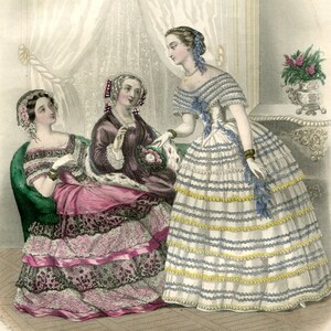 Antique 1860&#39; Old fashion, Victorian Fashion Engraving - 19th Century Ladies’ Fashion Illustration - Antique Wall Art