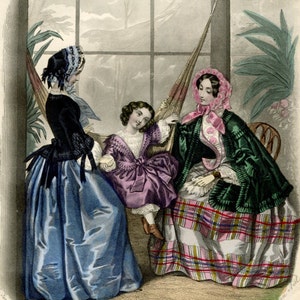 Modes Vraies - Family Scene from Musée des Familles Print 19th century